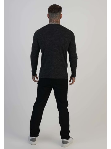 SikSilk Langarmshirt Marl in Black