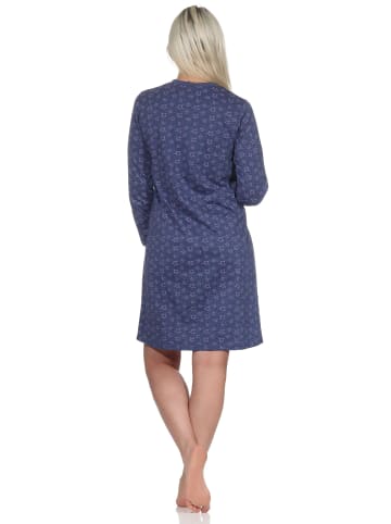 NORMANN Nachthemd langarm Bündchen Sterne - 76140 in blau-melange