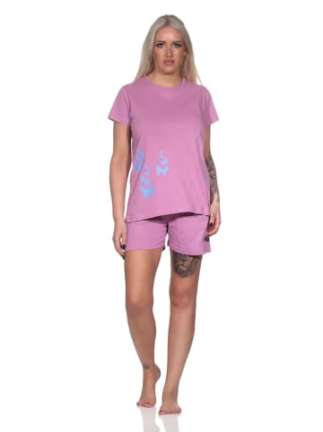 NORMANN Schlafanzug kurzarm Pyjama Shorty Tupfen Punkte Optik - 86448 in altrose