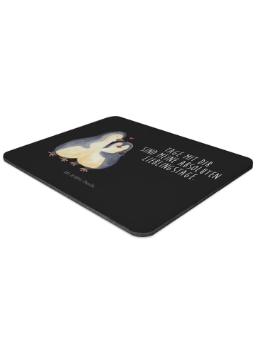 Mr. & Mrs. Panda Mouse Pad Pinguin umarmen mit Spruch in Schwarz