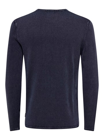 Only&Sons Lässiger Feinstrick Pullover Washed Design Rundhals Sweater in Blau