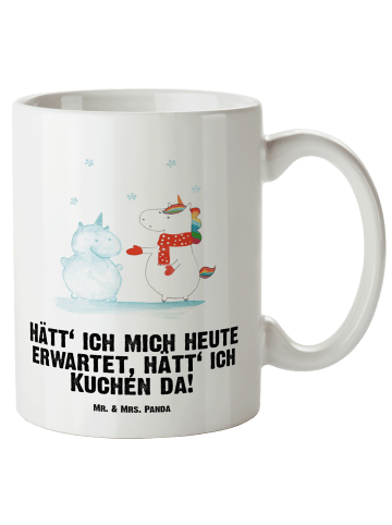 Mr. & Mrs. Panda Riesenkaffeetasse Einhorn Schneemann mit Spruch in Weiß