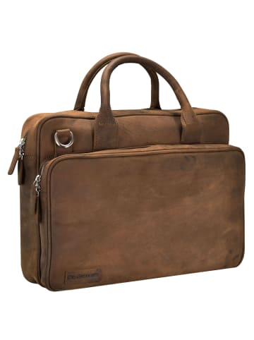 Plevier Retro Bell Aktentasche Leder 38 cm Laptopfach in dunkelbraun