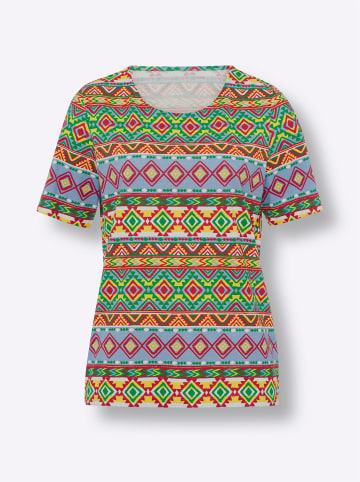 Sieh an! Kurzarm-Shirt in erdbeere-sonnengelb-bedruckt