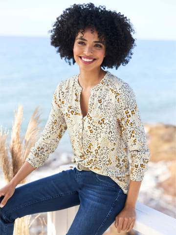 Heine Jersey-Bluse in champagner-ocker-bedruckt