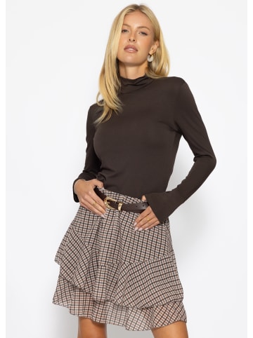 SASSYCLASSY Langarm Shirt mit Rollkragen in Braun