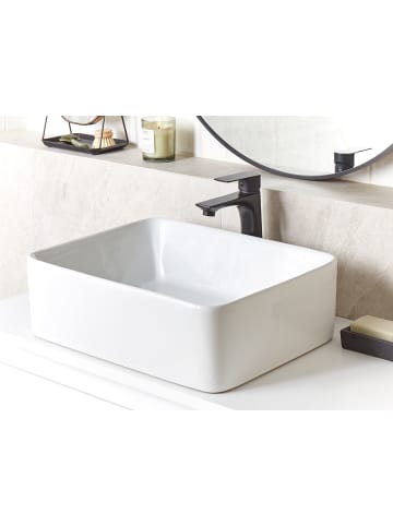 Beliani Waschbecken TRAVESIA in Weiß - (W) 49 x (H) 14 x (L) 38 cm