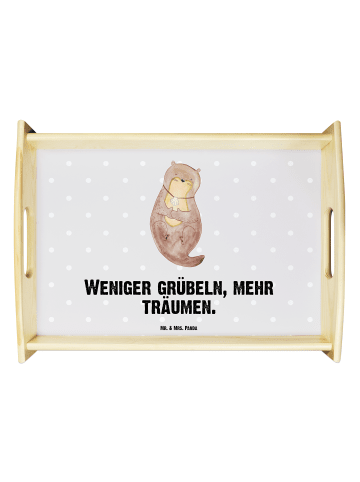 Mr. & Mrs. Panda Serviertablett Otter Muschel mit Spruch in Grau Pastell