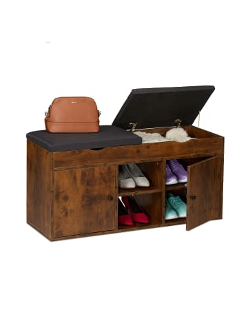 relaxdays Schuhbank in Braun/ Schwarz - (B)100 x (H)49,5 x (T)34 cm