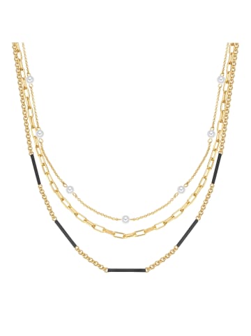 Yokoamii Kette aus Metall-Legierung mit Perle (synth.) in gelbgold