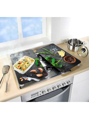 Wenko Herdabdeckplatten HERBS, 2er-Set in Schwarz, (B) 30 x (L) 52 cm