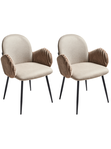 Beliani 2er-Set Esszimmerstuhl AMITY in Beige/Schwarz/Braun