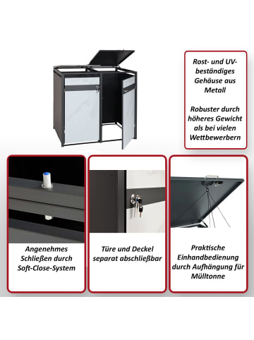 MCW 1er Mülltonnenverkleidung J82 erweiterbar Metall, Buche-Holzoptik hellbraun