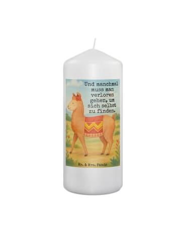 Mr. & Mrs. Panda Kerze Alpaka Stolz Design mit Spruch in Weiß
