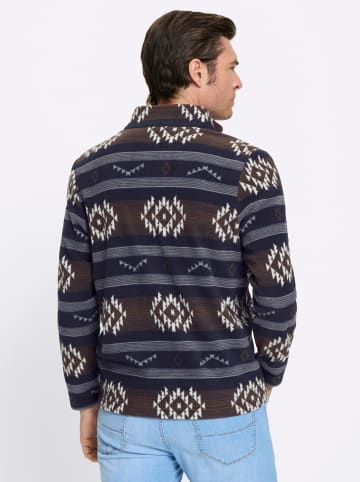 WITT WEIDEN Fleece-Jacke in marine-schoko-gemustert