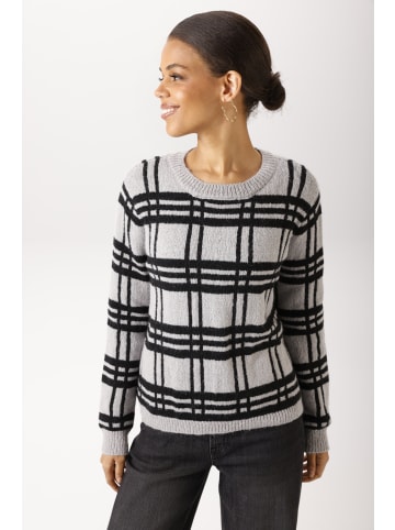 Aniston CASUAL Strickpullover in hellgrau-schwarz