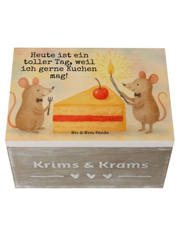 Mr. & Mrs. Panda Holzkiste Mäuse Kuchen Design mit Spruch in Weiß