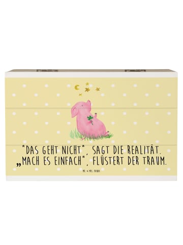 Mr. & Mrs. Panda Aufbewahrungsbox Schwein Glück mit Spruch in Gelb Pastell