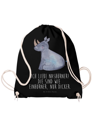 Mr. & Mrs. Panda Jutebeutel Einhorn Nashorn mit Spruch in Schwarz