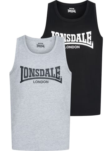 Lonsdale T-Shirt "Averham Singlet Normale Passform Doppelpack" in Schwarz