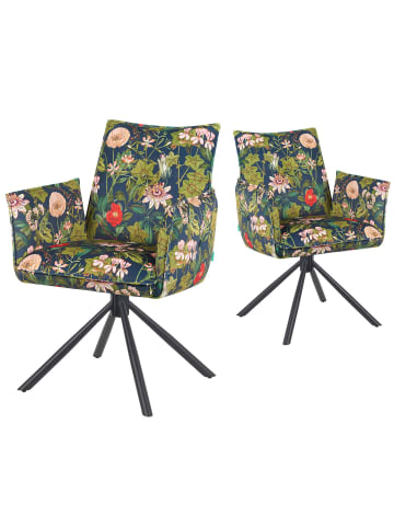 DUBI Möbel 2er-Set: Drehstuhl Mika-Nevio in Blumen - (B)60 x (H)88 x  (T)63 cm