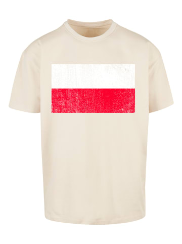 F4NT4STIC Heavy Oversize T-Shirt Poland Polen Flagge distressed in sand