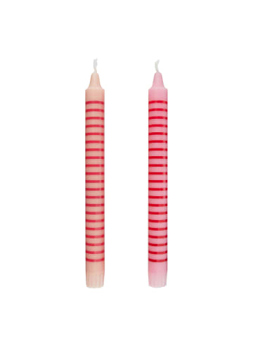 Butlers Butlers Stabkerze ART BOUGIE Streifen 2er-Set in Rosa