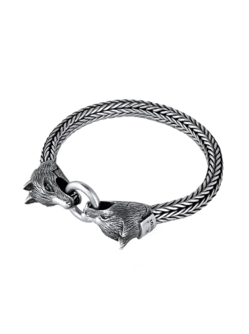 KUZZOI Armband 925 Sterling Silber Wolf in Silber