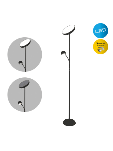 näve LED Stehleuchte "ROMIS" in schwarz - (L)26 cm x (B)43 cm x (H)180 cm - EEK E