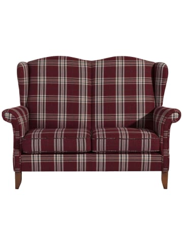 58 aufm Kessel SOFA 2-Sitzer Katria Bezug Flachgewebe Buche nussbaum / rot