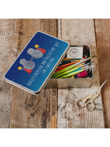 Mr. & Mrs. Panda Kaffeedose Sternzeichen Zwilling mit Spruch in Sternenhimmel Blau