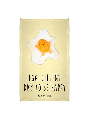 Mr. & Mrs. Panda Handtuch Gäste-WC Spiegelei Ei mit Spruch in Gelb Pastell