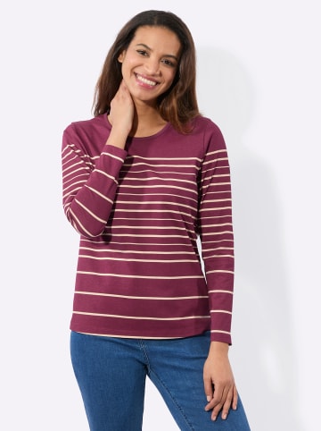 WITT WEIDEN Ringelshirt in bordeaux-sand-geringelt