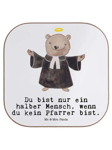 Mr. & Mrs. Panda Untersetzer Pfarrer Herz mit Spruch in Weiß