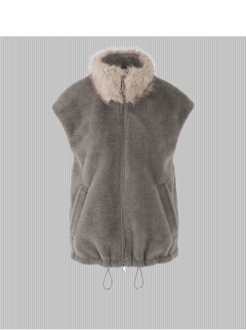 MARC CAIN COLLECTIONS Kuschelige Weste mit Fake Fur Kragen in Soft Charcoal