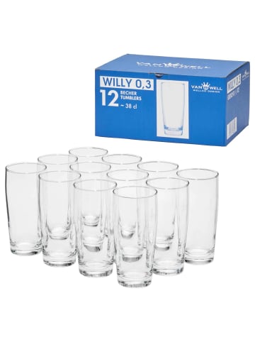 VAN WELL 12er Set Willi Becher geeicht Willy in Transparent 0,3 l in transparent