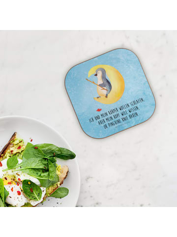 Mr. & Mrs. Panda Bierdeckel Pinguin Mond mit Spruch in Eisblau