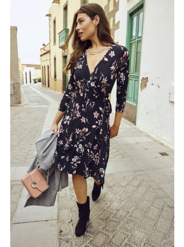 Laura Scott Sommerkleid in schwarz-rosa-geblümt