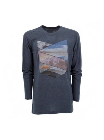 Jack Wolfskin Langarmshirt Print Longsleeve Shirt Herren Sportshirt Berg Wandershirt in Weiß