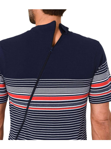 NORMANN Pflegeoverall kurzarm Reißverschluss Rücken und Bein in navy
