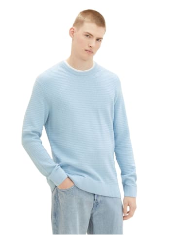 TOM TAILOR Denim Pullover STRUCTURED DOUBLELAYER in Blau