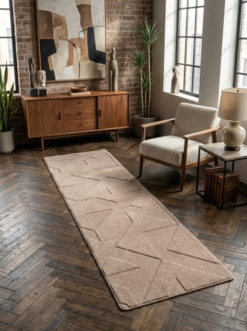 KADIMA DESIGN Teppich Kurzflor Waschbar Geometrisch LAVAREDO Strapazierfähig in Beige