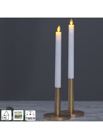STAR Trading LED-Stabkerzen M-Twinkle, 2er-Set, weiß, 24cm