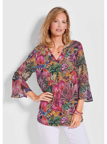 GOLDNER Kurzgröße:  Blusenshirt Bunte Tunika mit floralem Print in bunt / gemustert