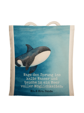 Mr. & Mrs. Panda Tragetasche Orca Design mit Spruch in Weiß