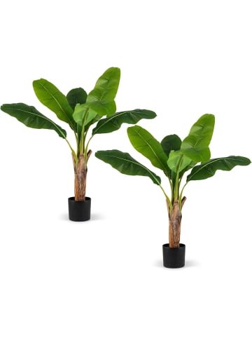 COSTWAY 2er Set Kunstpflanze Tropische Palme in Grün