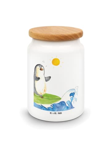 Mr. & Mrs. Panda Vorratsdose Pinguin Surfer ohne Spruch in Weiß
