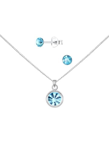 Alexander York Schmuckset SOLITÄR aqua in 925 Sterling Silber, 4-tlg. in silber
