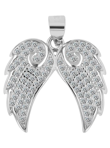 Adeliás Damen Anhänger – Flügel Anhänger aus 925 Silber mit Zirkonia in silber