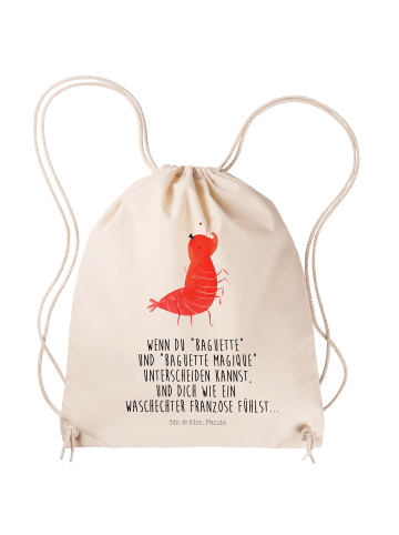 Mr. & Mrs. Panda Beutel Rucksack Garnele Franzose mit Spruch in Creme